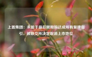 上置集团：未能于最后限期前达成所有复牌指引，被联交所决定取消上市地位