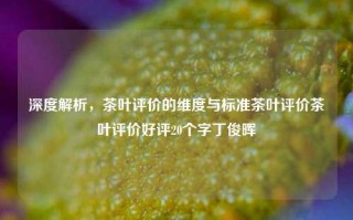 深度解析，茶叶评价的维度与标准茶叶评价茶叶评价好评20个字丁俊晖