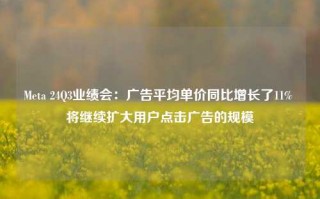 Meta 24Q3业绩会：广告平均单价同比增长了11% 将继续扩大用户点击广告的规模