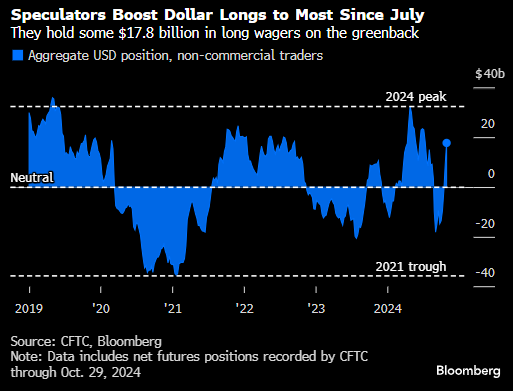 交易员在美国大选之前增持美元多头头寸 持有规模近180亿美元-第1张图片-茶世界