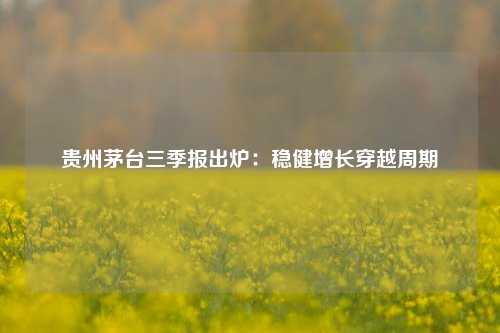 贵州茅台三季报出炉：稳健增长穿越周期-第1张图片-茶世界