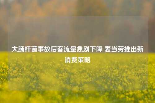 大肠杆菌事故后客流量急剧下降 麦当劳推出新消费策略-第1张图片-茶世界