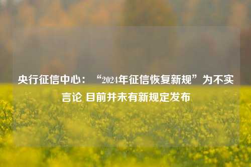 央行征信中心：“2024年征信恢复新规”为不实言论 目前并未有新规定发布-第1张图片-茶世界