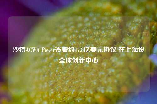 沙特ACWA Power签署约17.8亿美元协议 在上海设全球创新中心-第1张图片-茶世界