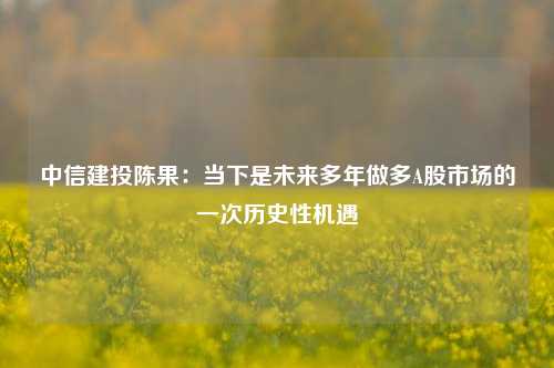 中信建投陈果：当下是未来多年做多A股市场的一次历史性机遇-第1张图片-茶世界