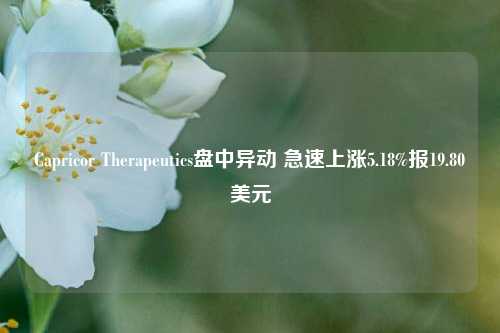 Capricor Therapeutics盘中异动 急速上涨5.18%报19.80美元-第1张图片-茶世界