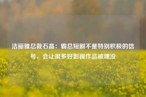 洁丽雅总裁石晶：霸总短剧不是特别积极的信号，会让很多好影视作品被埋没-第1张图片-茶世界